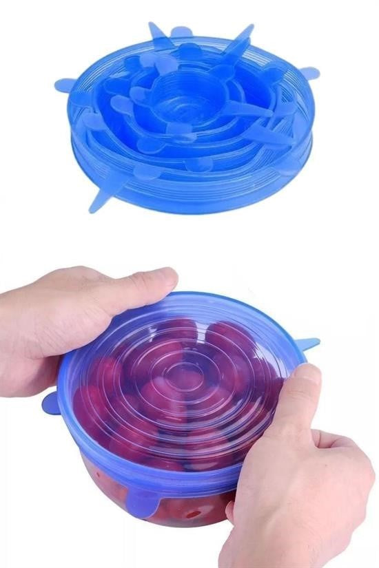 6’lı Silikon Streç Kapak – Hava Geçirmez Gıda Saklama Kapakları