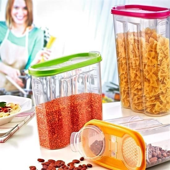 2 Kapaklı Ölçekli Erzak Kuru Gıda Saklama Kutusu - 1,7 Litre