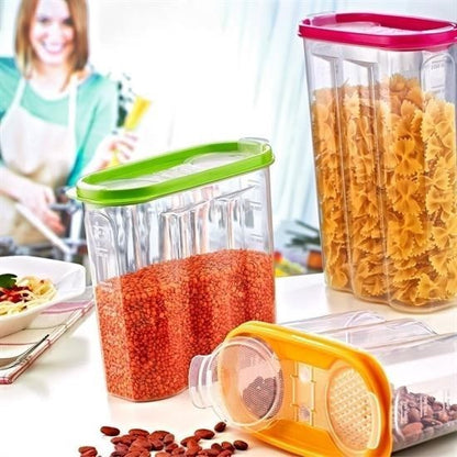 2 Kapaklı Ölçekli Erzak Kuru Gıda Saklama Kutusu - 1,7 Litre