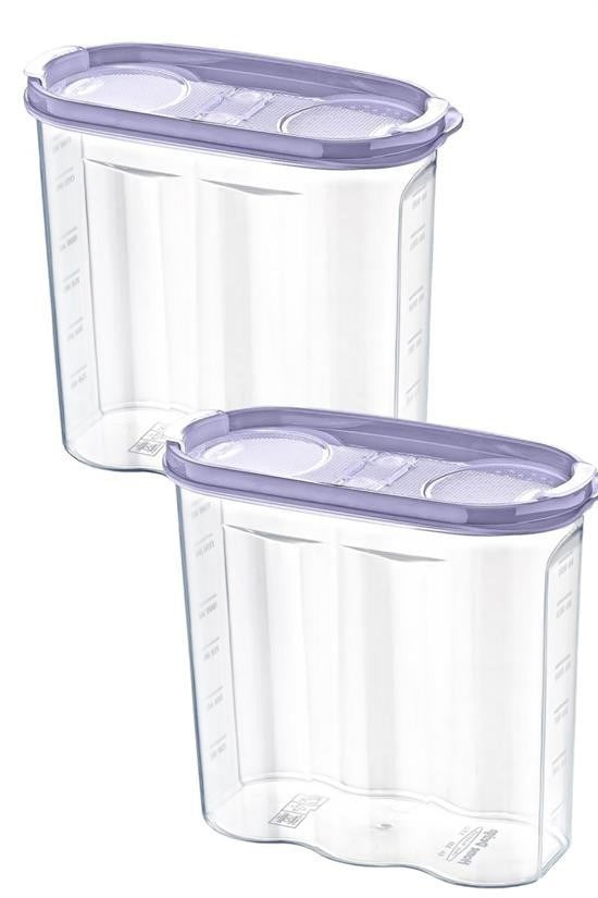 2 Kapaklı Ölçekli Erzak Kuru Gıda Saklama Kutusu - 1,7 Litre