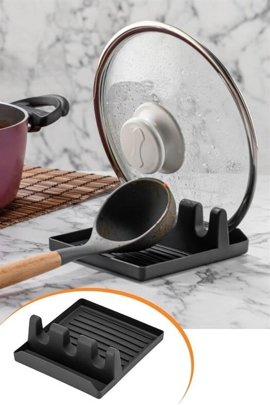 Tencere Kapak Tutuculu Kaşıklık – Pratik Kaşık Kepçe Altlığı Düzenleyici Stand