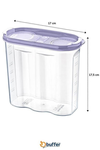 2 Kapaklı Ölçekli Erzak Kuru Gıda Saklama Kutusu - 1,7 Litre