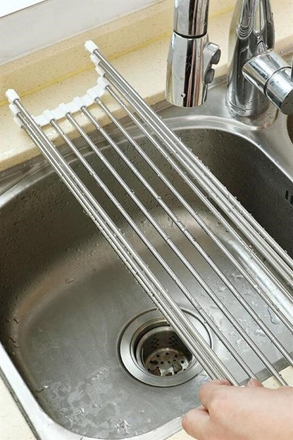 Evye Üstü Katlanır Paslanmaz Çelik Sebze, Meyve ve Bulaşık Kurutma Süzgeci