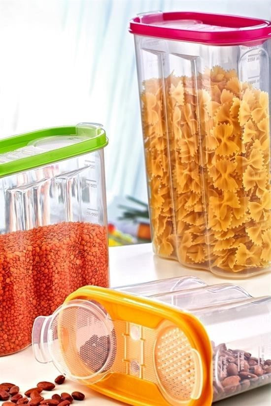 2 Kapaklı Ölçekli Erzak Saklama Kabı – 1,2 Litre