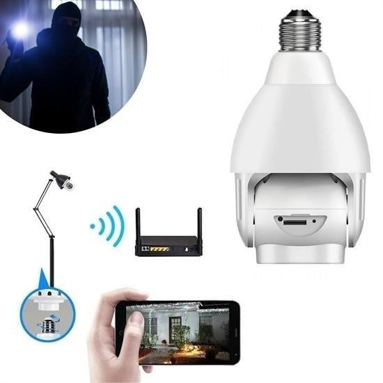 WiFi 360 Panoramik Ampul Kamera – Akıllı Hareket Algılayıcı, Gece Görüş ve Sesli IP Kamera