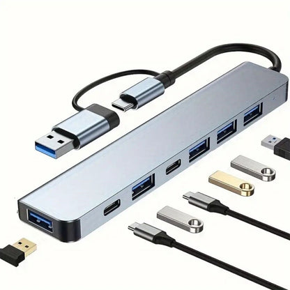 8 in 1 USB Çevirici – Type-C Uyumlu Notebook & MacBook Görüntü Aktarıcı Hub