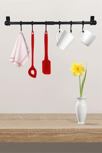 Duvara Monte Edilen 6 Kancalı Dekor Kaşıklık ve Kupa Askısı