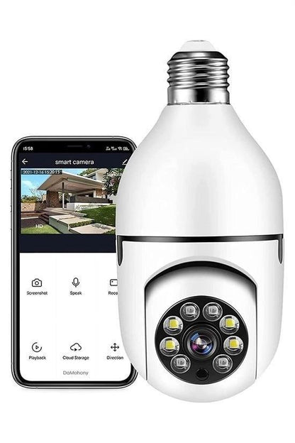 WiFi 360 Panoramik Ampul Kamera – Akıllı Hareket Algılayıcı, Gece Görüş ve Sesli IP Kamera