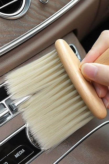 Ahşap Saplı Yumuşak Kıl Fırça – Araba ve Bilgisayar İçin Detaylı Toz Alma Temizlik Fırçası