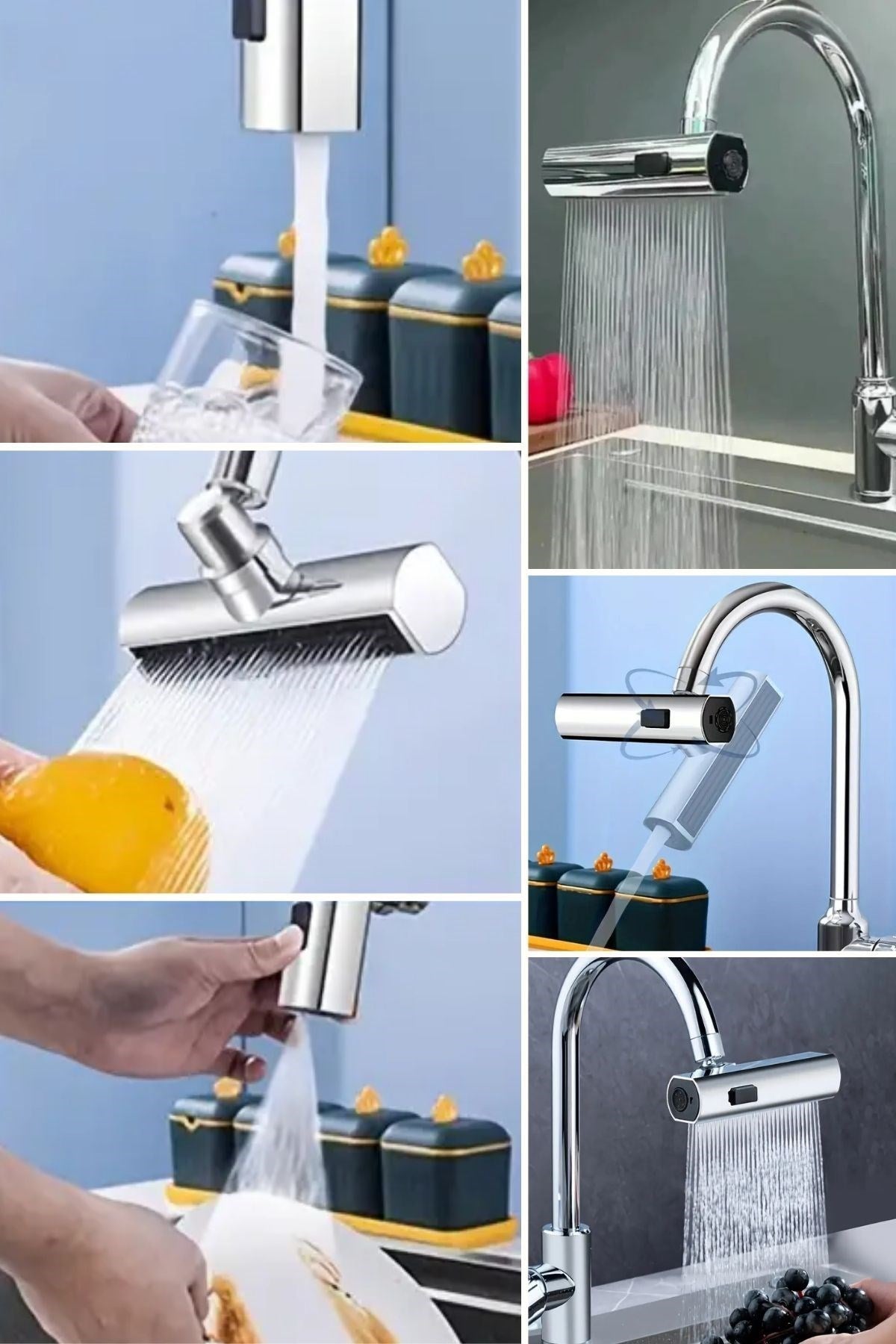 3 Modlu Evrensel Musluk Başlığı – 360° Döner Çok Amaçlı Su Tasarruflu Adaptör