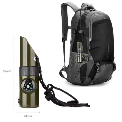 7’si 1 Arada Acil Durum Düdüğü – El Feneri, Termometre, Pusula, Büyüteç ve Depolama Bölmeli