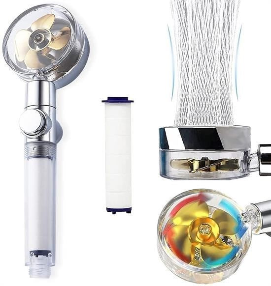 Turbo Pervaneli ve Filtreli Su Tasarruflu 360° Dönebilen Tazyikli Duş Başlığı görsel 1