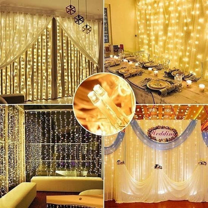 2x2 Metre 320 LED 8 Fonksiyonlu Dekoratif Günışığı Saçak İp Perde Aydınlatma