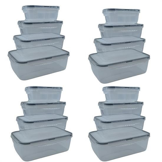 4’lü İç İçe Sızdırmaz Contalı Kilitli Kapaklı Plastik Erzak Saklama Kapları