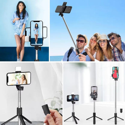 LED Işıklı Kumandalı Uzayabilen Selfie Çubuğu ve Masa Üstü Tripod