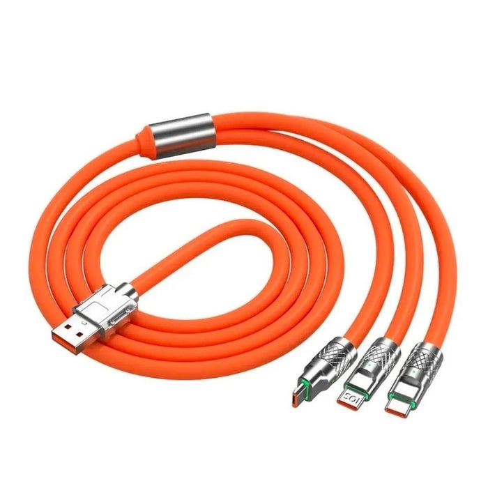 3’ü 1 Arada Type-C + Micro USB + Lightning Hızlı Şarj Kablosu – 1 Metre Silikon Kablo