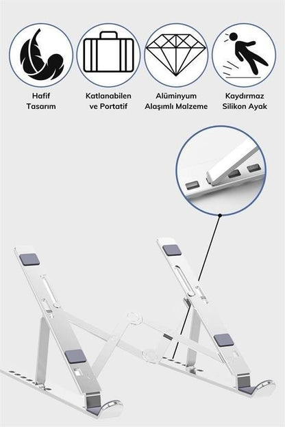 Ayarlanabilir Dizüstü Destek Tabanı Tamamen Katlanabilir Taşınabilir Laptop Yükseltici