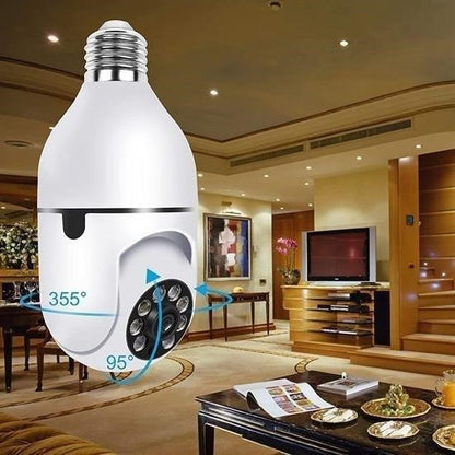 WiFi 360 Panoramik Ampul Kamera – Akıllı Hareket Algılayıcı, Gece Görüş ve Sesli IP Kamera
