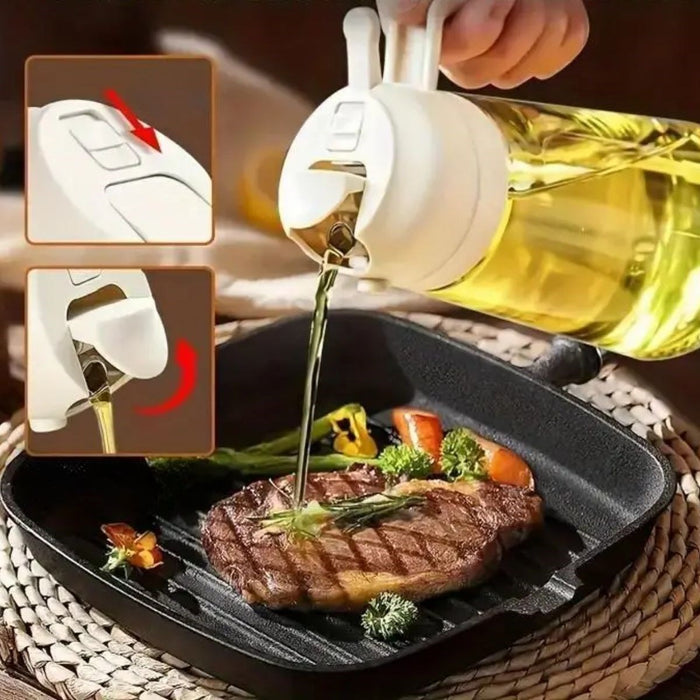 2’si 1 Arada Cam Yağdanlık – Yağ Dökücü ve Sprey Püskürtücülü Şişe görsel 3