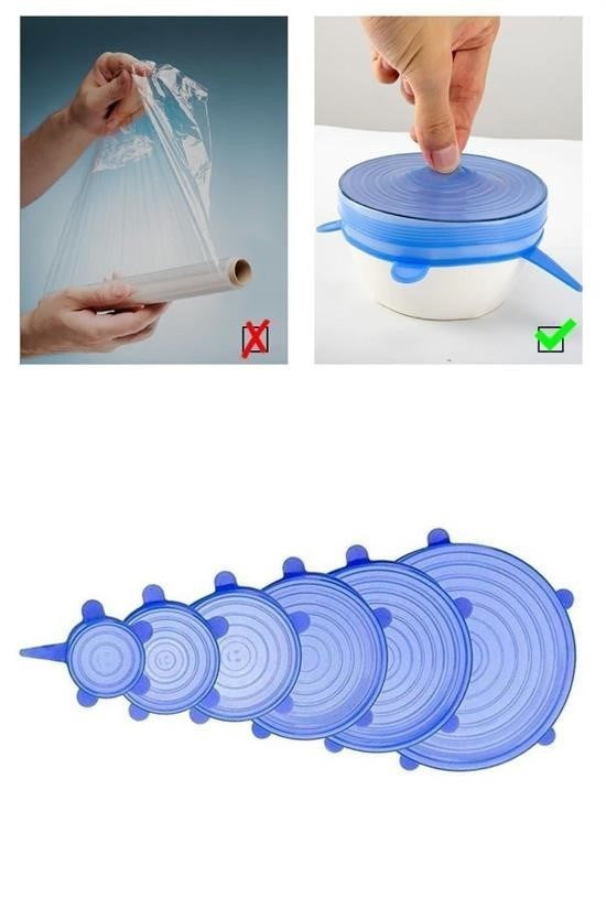 6’lı Silikon Streç Kapak – Hava Geçirmez Gıda Saklama Kapakları