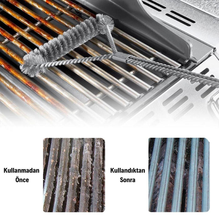 Izgara Tel Temizlik Fırçası – Paslanmaz Çelik Saplı Barbekü Mangal Temizlik Aparatı görsel 2