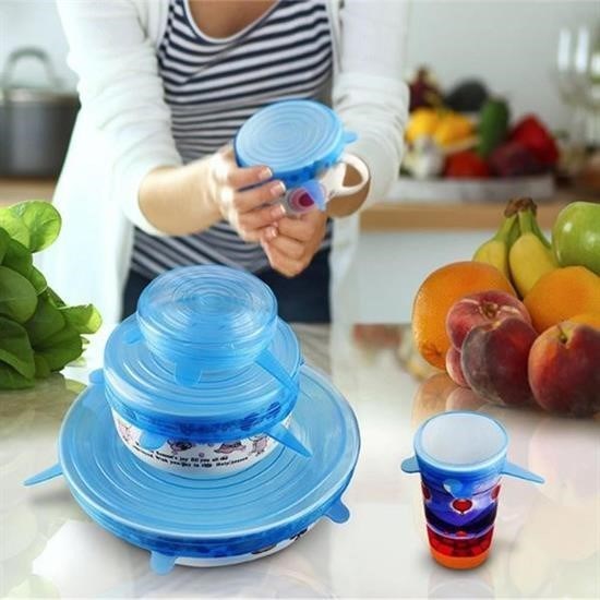 6’lı Silikon Streç Kapak – Hava Geçirmez Gıda Saklama Kapakları