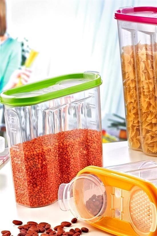 2 Kapaklı Ölçekli Erzak Kuru Gıda Saklama Kutusu - 1,7 Litre