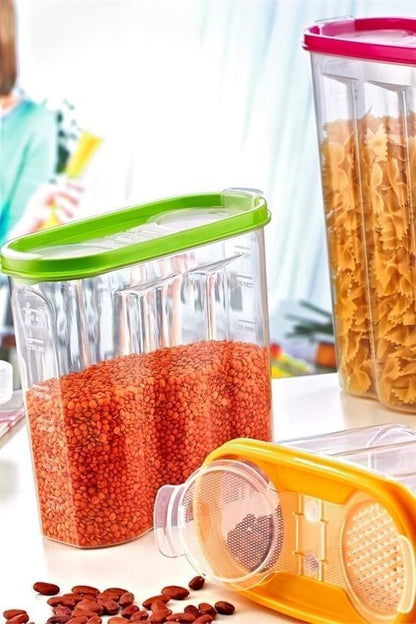 2 Kapaklı Ölçekli Erzak Kuru Gıda Saklama Kutusu - 1,7 Litre