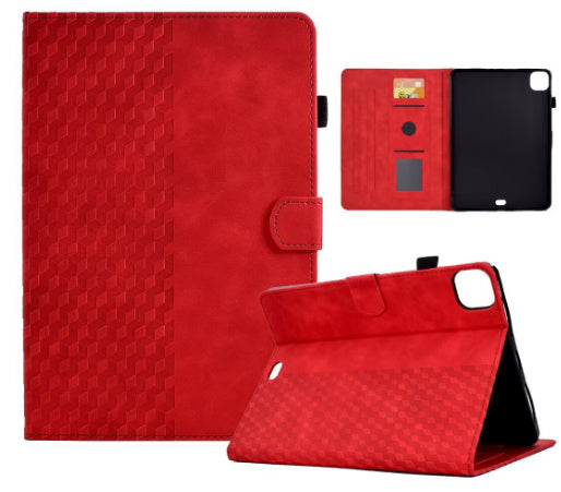 Evrensel Deri Tablet Kılıfı – Elmas Desenli, Kart Bölmeli, Manyetik Standlı ve Darbe Emici Tasarım