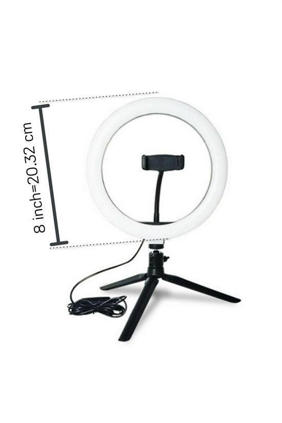8 İnç 20 cm Selfie Halka Işık Tripodlu Telefon ve Video Çekim Lambası