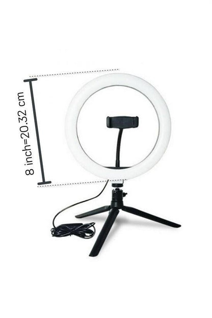 8 İnç 20 cm Selfie Halka Işık Tripodlu Telefon ve Video Çekim Lambası