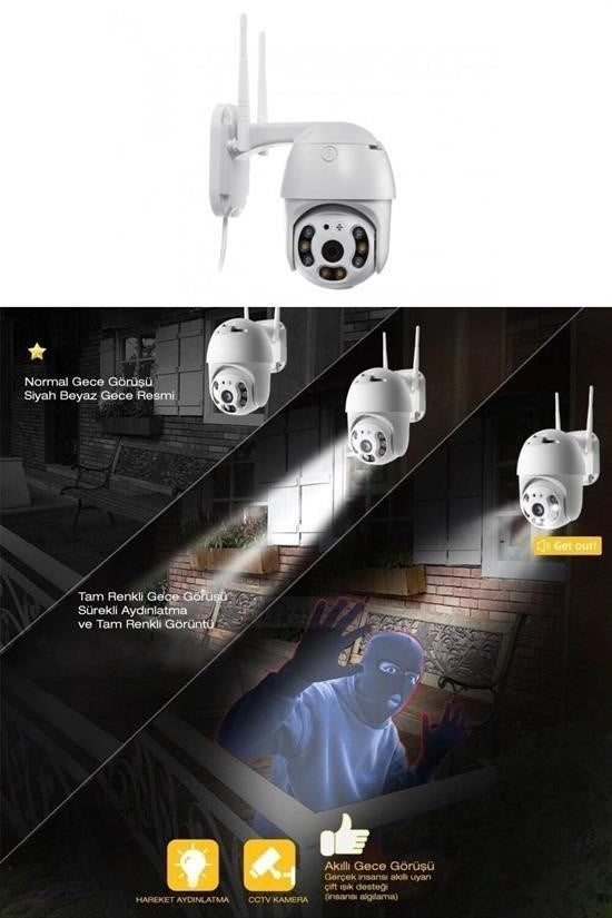 20 MP HD Lens IP Wifi Güvenlik Kamerası – İç ve Dış Mekan Suya Dayanıklı Akıllı Kamera