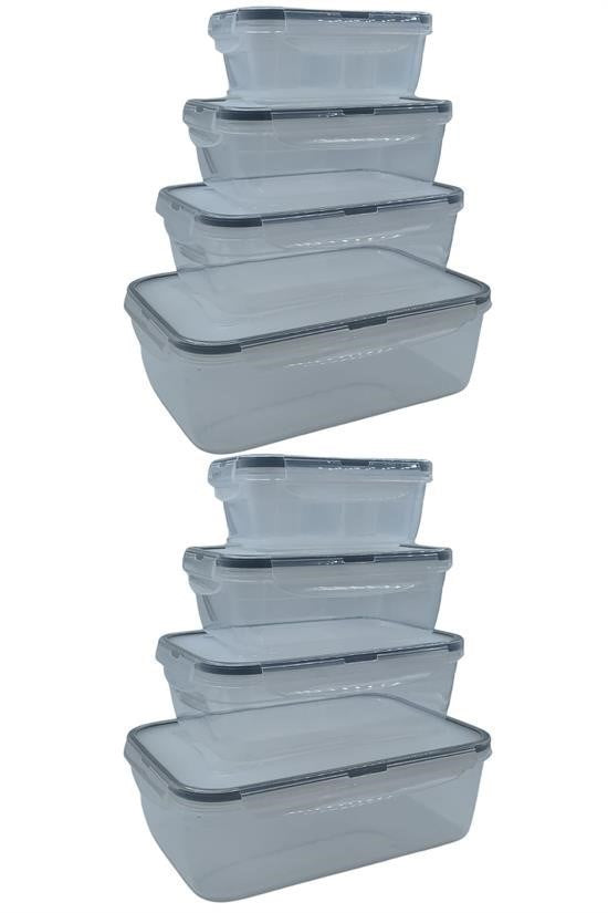 4’lü İç İçe Sızdırmaz Contalı Kilitli Kapaklı Plastik Erzak Saklama Kapları