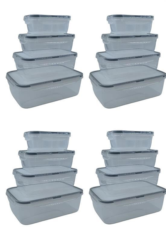 4’lü İç İçe Sızdırmaz Contalı Kilitli Kapaklı Plastik Erzak Saklama Kapları