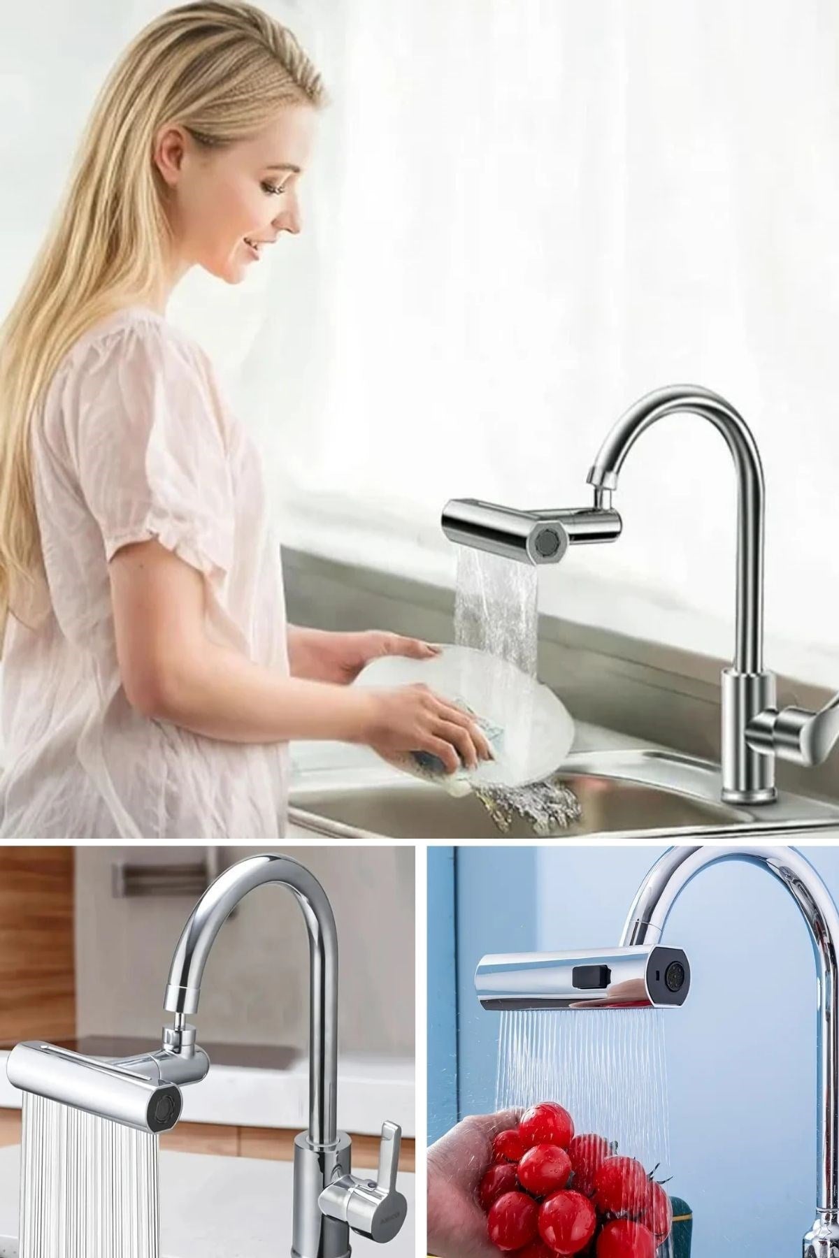 3 Modlu Evrensel Musluk Başlığı – 360° Döner Çok Amaçlı Su Tasarruflu Adaptör