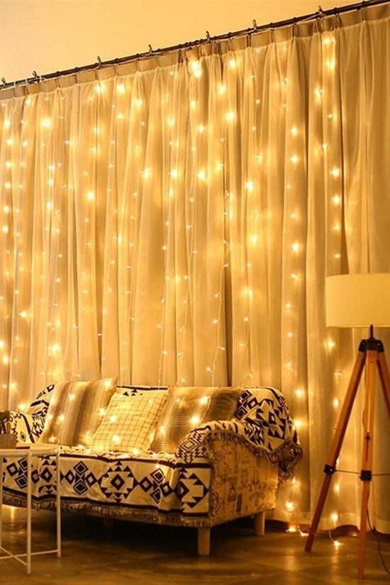 2x2 Metre 320 LED 8 Fonksiyonlu Dekoratif Günışığı Saçak İp Perde Aydınlatma