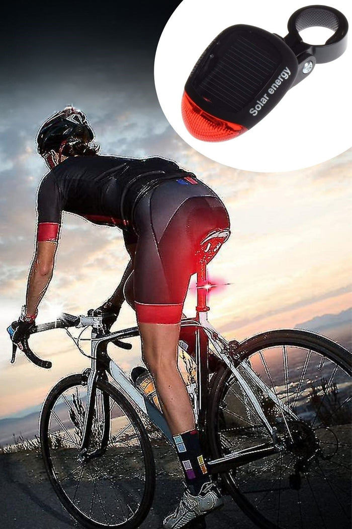 Güneş Enerjili Şarj Edilebilir LED Bisiklet Kuyruk Lambası – Su Geçirmez Solar Arka Işık görsel 1