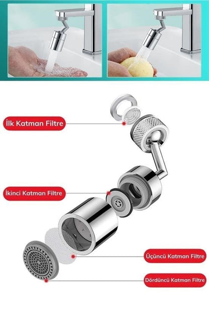 720 Derece Dönebilen 4 Filtreli Musluk Başlığı – Tüm Musluk Tipleri ile Uyumlu