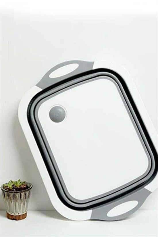 Katlanabilir Süzgeçli Kesme Tahtası ve Badya Leğen – Çok Amaçlı Pratik Mutfak Gereci