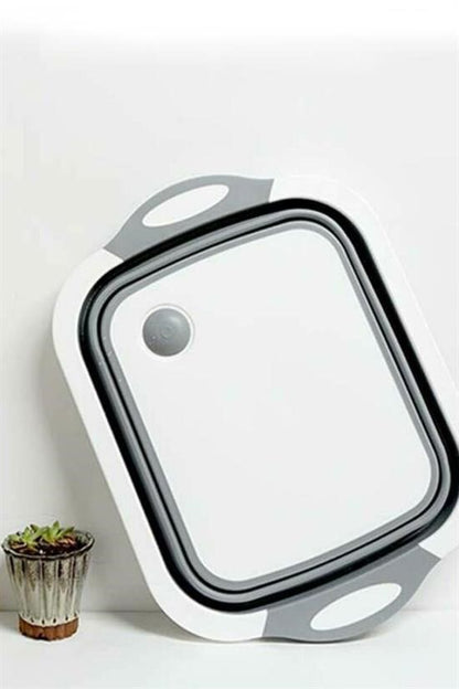 Katlanabilir Süzgeçli Kesme Tahtası ve Badya Leğen – Çok Amaçlı Pratik Mutfak Gereci