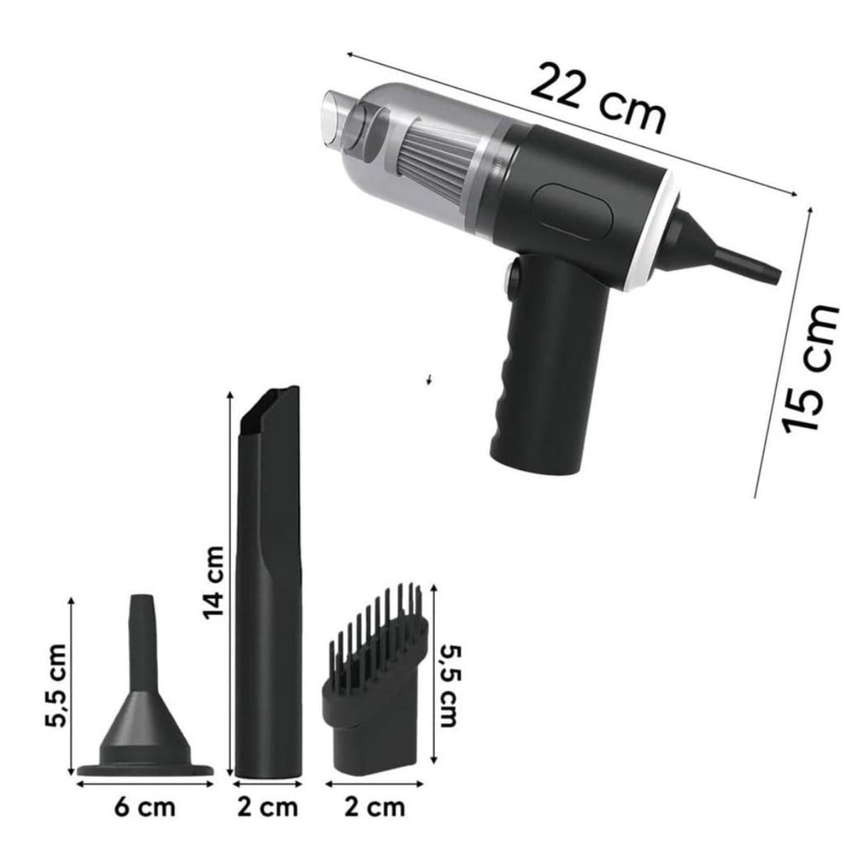 3’ü 1 Arada Araç İçi Kablosuz Şarjlı Mini El Süpürgesi – Vakum ve Üfleme