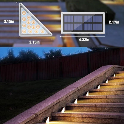 8 Adet Üçgen Güneş Enerjili Solar Basamak ve Köşe Lambası – Dış Mekan Su Geçirmez Aydınlatma