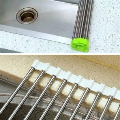 Evye Üstü Katlanır Paslanmaz Çelik Sebze, Meyve ve Bulaşık Kurutma Süzgeci