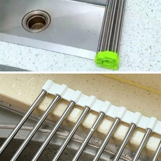 Evye Üstü Katlanır Paslanmaz Çelik Sebze, Meyve ve Bulaşık Kurutma Süzgeci