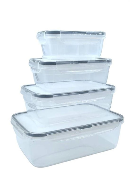 4’lü İç İçe Sızdırmaz Contalı Kilitli Kapaklı Plastik Erzak Saklama Kapları