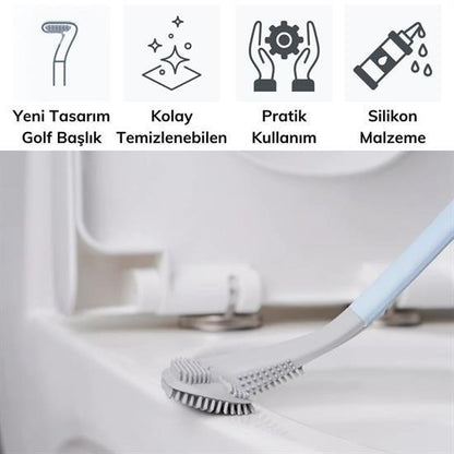 Golf Tasarımlı Silikon WC Klozet Temizlik Fırçası – Yapışkanlı Kanca Hediyeli