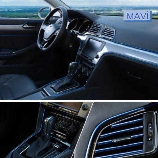 Mavi Araba Oto Trim Dekorasyon Şeridi – 5 Metre Kauçuk Elastik Şerit Bant