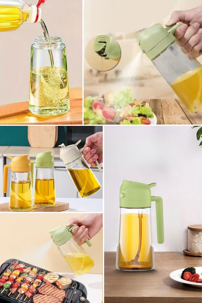 2’si 1 Arada Cam Yağdanlık – Yağ Dökücü ve Sprey Püskürtücülü Şişe