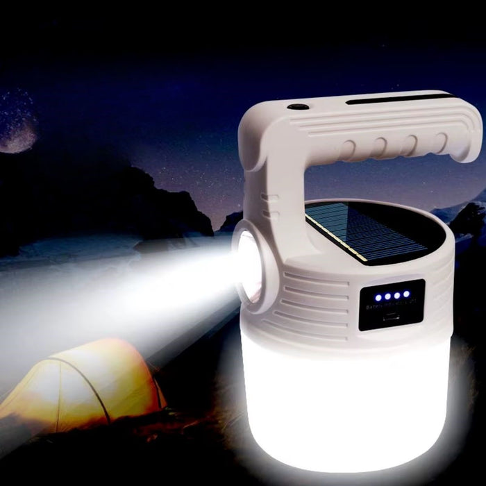 LED Güneş Enerjili Kamp Lambası – 2000 Lümen, 5 Modlu, USB Şarjlı Asılabilir Torch El Feneri görsel 1