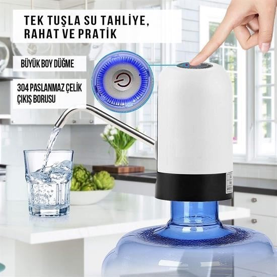 USB Şarjlı Elektrikli Damacana Su Pompası – Otomatik Sebil